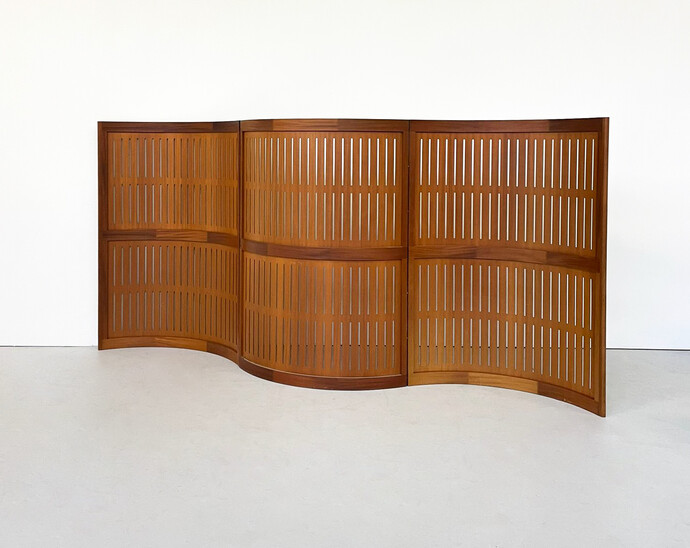 Mid-Century Modern Wooden Screen, Divided in 3 Parts, Italy, 1960s