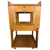 Mid-Century Modern Wooden Side Table with Casters