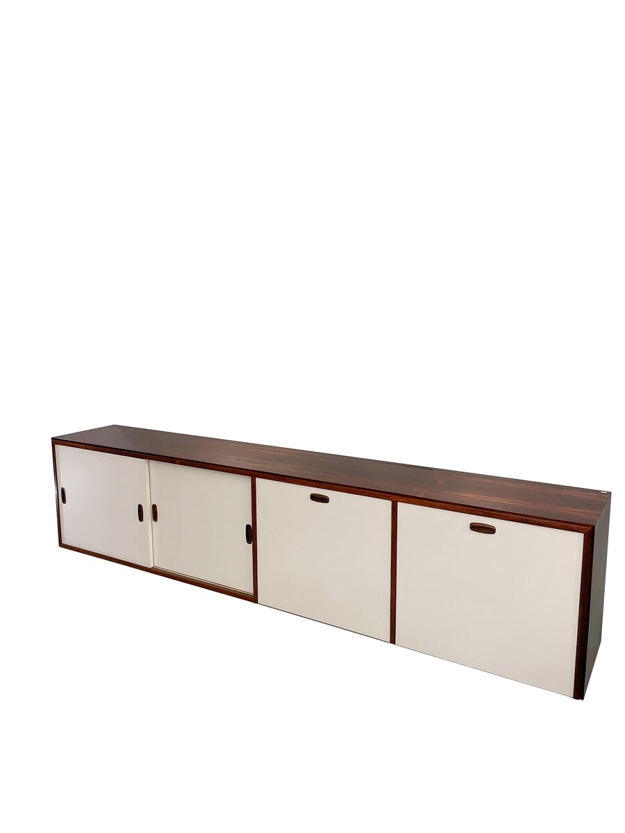 Mid-Century Modern Wooden Suspended Sideboard, 1970s