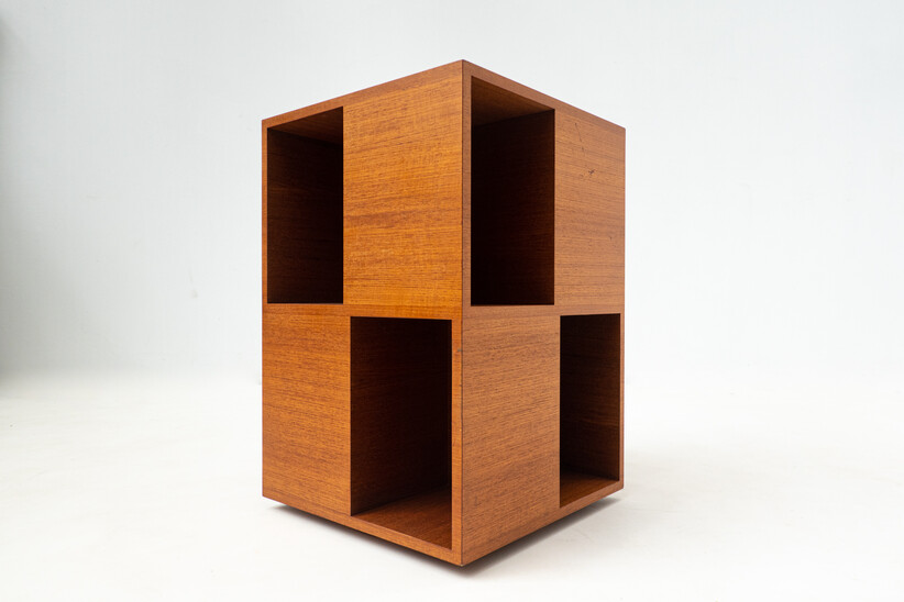 Mid-Century Modern Wooden Swivel Library - Italy, 1960s