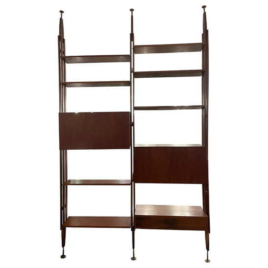Mid-Century Modern Wooden Wall unit, in the style of Franco Albini, Italy, 1960s