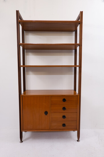 Mid-Century Modern Wooden Wall Unit with Drawers - Italy 1960s