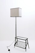 Mid-Century Modern Wrought Iron Floor Lamp with Table/Magazine Rack