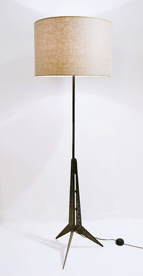 Mid Century Modern Wrought Iron Tripod Floor Lamp