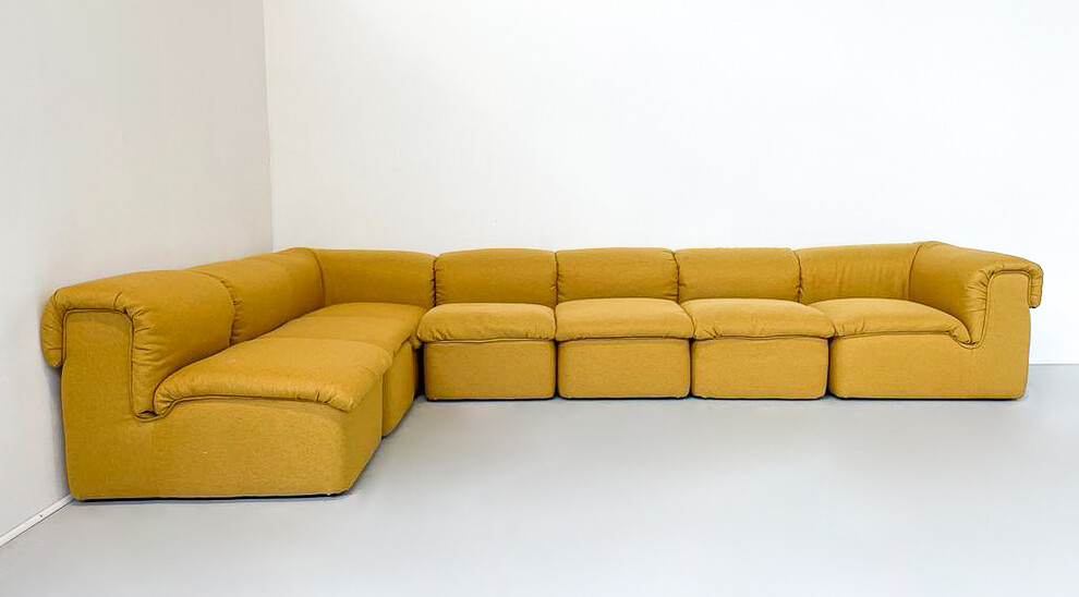 Mid-Century Modern Yellow Modular Sofa, Italy, 1960s - New Upholstery