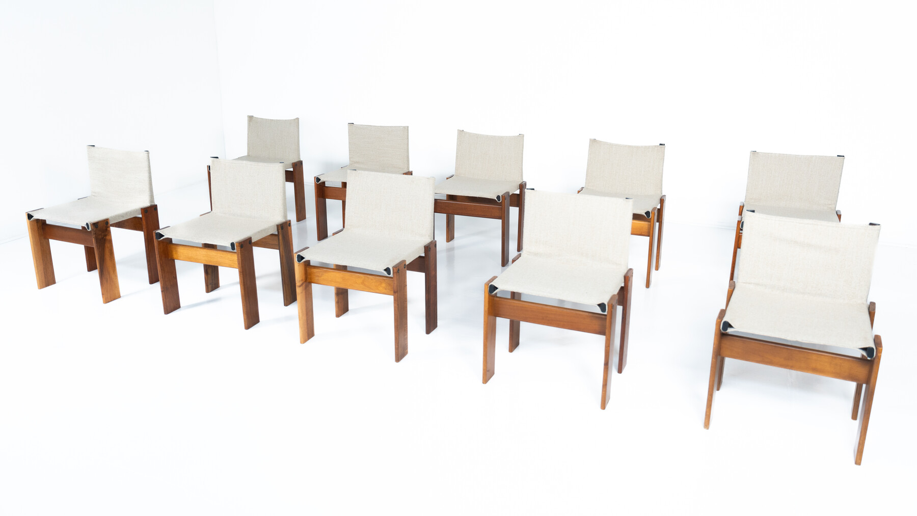 Mid-Century Monk Dining Chairs by Afra & Tobia Scarpa for Molteni, 1970s - New Canvas