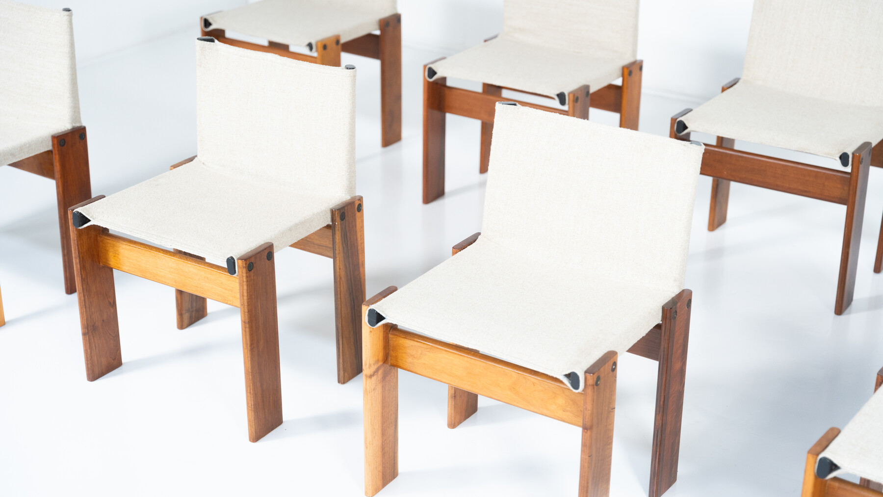 Mid-Century Monk Dining Chairs by Afra & Tobia Scarpa for Molteni, 1970s - New Canvas
