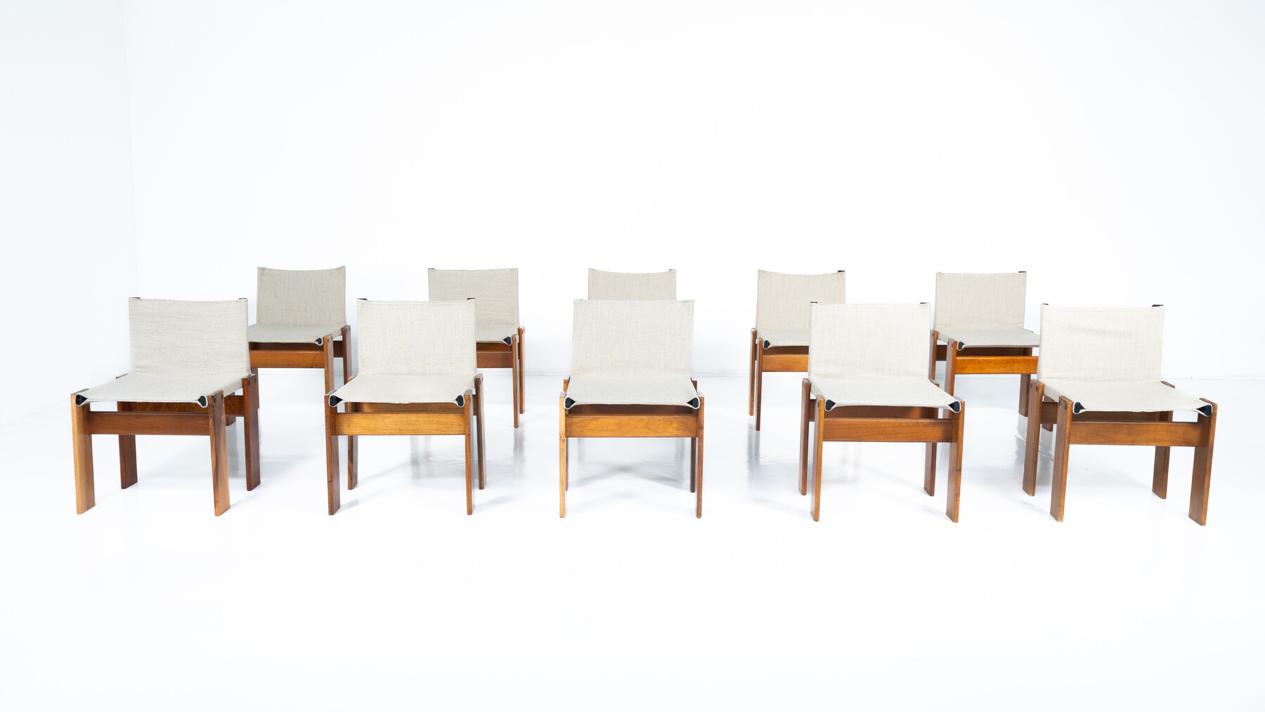 Mid-Century Monk Dining Chairs by Afra & Tobia Scarpa for Molteni, 1970s - New Canvas