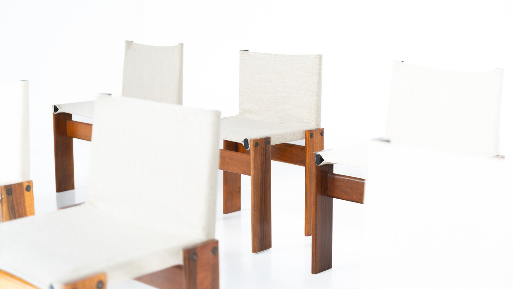 Mid-Century Monk Dining Chairs by Afra & Tobia Scarpa for Molteni, 1970s - New Canvas