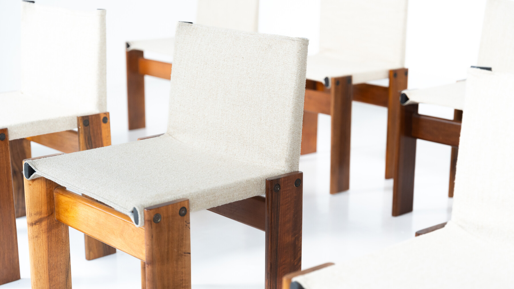 Mid-Century Monk Dining Chairs by Afra & Tobia Scarpa for Molteni, 1970s - New Canvas