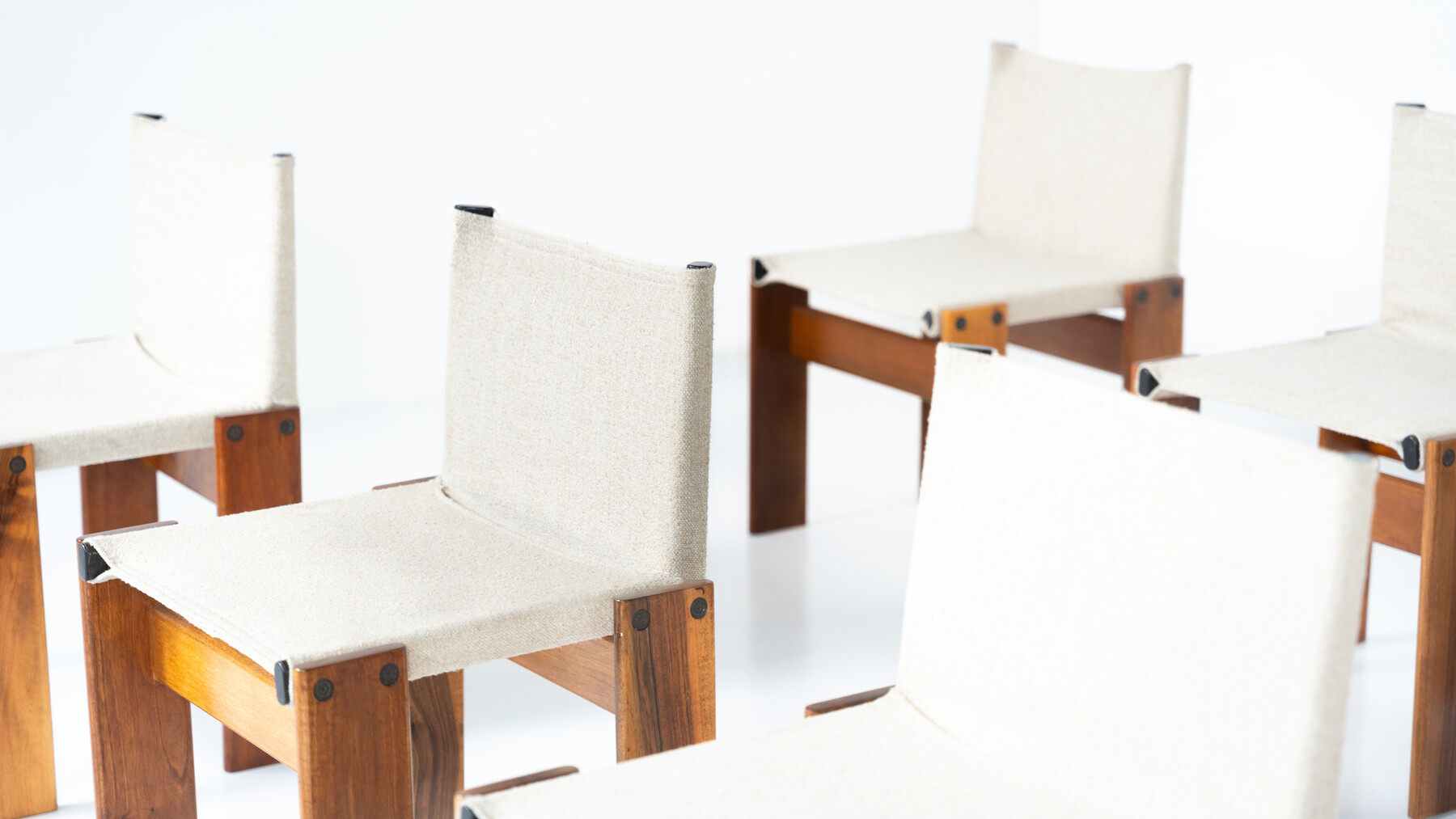 Mid-Century Monk Dining Chairs by Afra & Tobia Scarpa for Molteni, 1970s - New Canvas