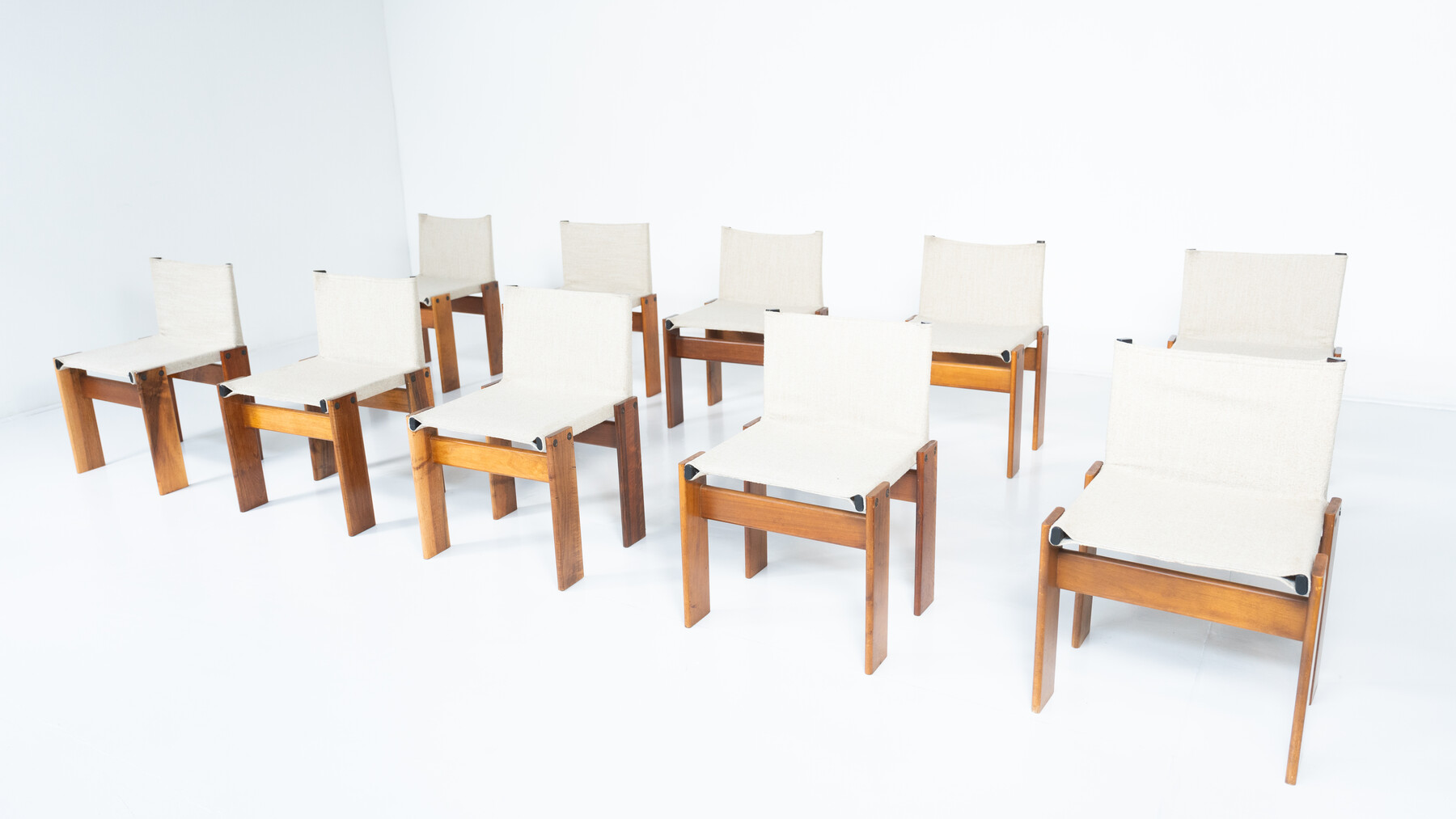 Mid-Century Monk Dining Chairs by Afra & Tobia Scarpa for Molteni, 1970s - New Canvas