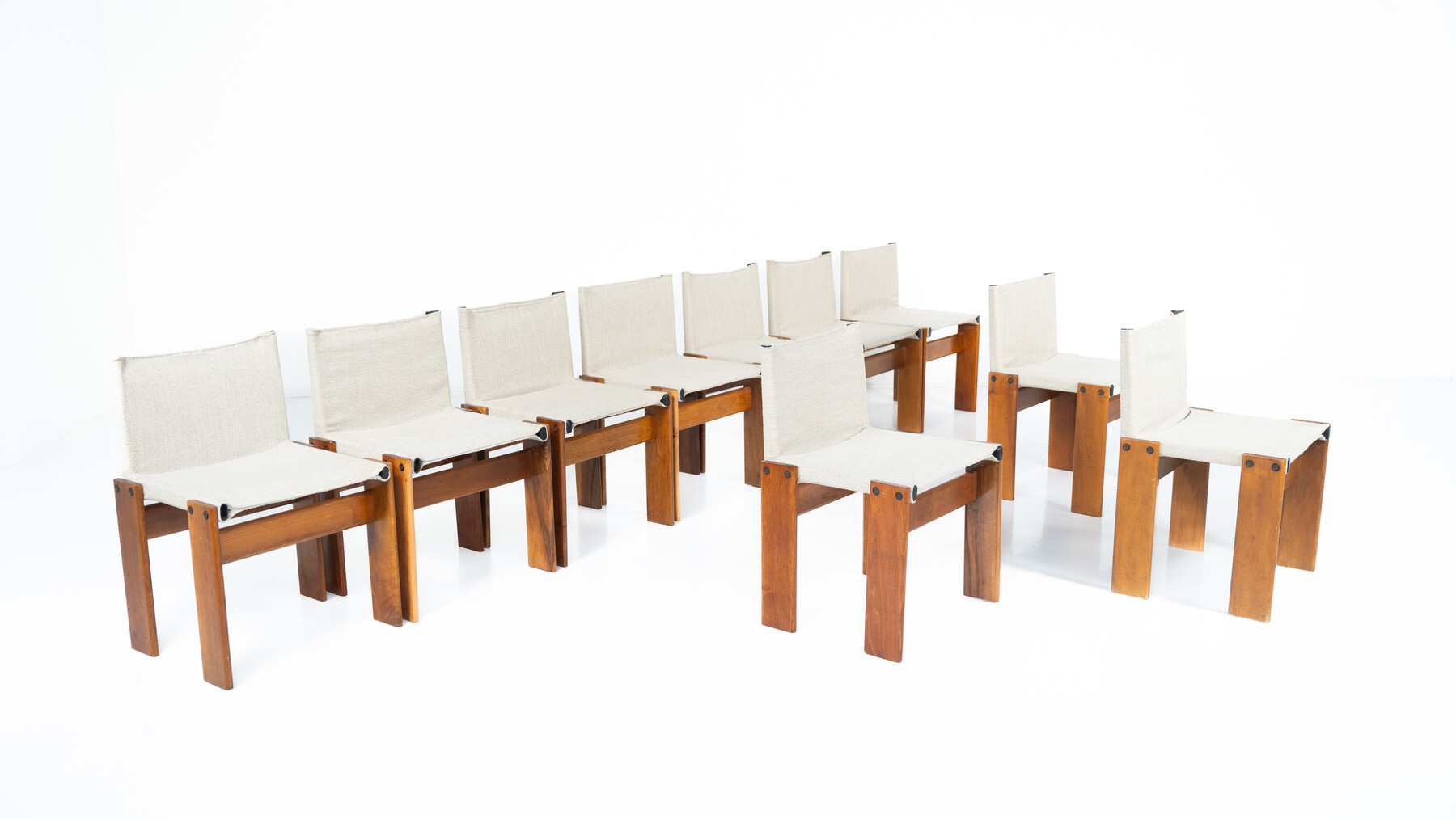 Mid-Century Monk Dining Chairs by Afra & Tobia Scarpa for Molteni, 1970s - New Canvas
