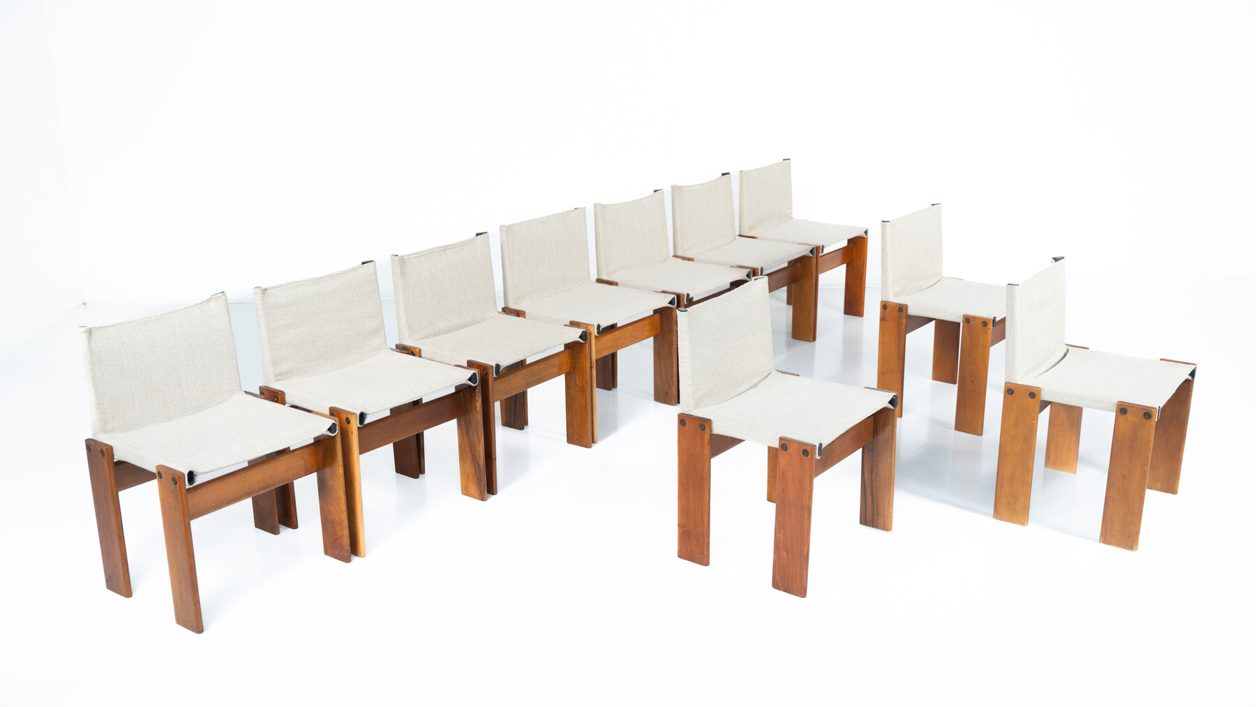 Mid-Century Monk Dining Chairs by Afra & Tobia Scarpa for Molteni, 1970s - New Canvas