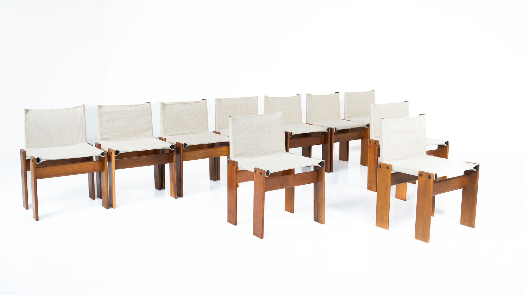 Mid-Century Monk Dining Chairs by Afra & Tobia Scarpa for Molteni, 1970s - New Canvas