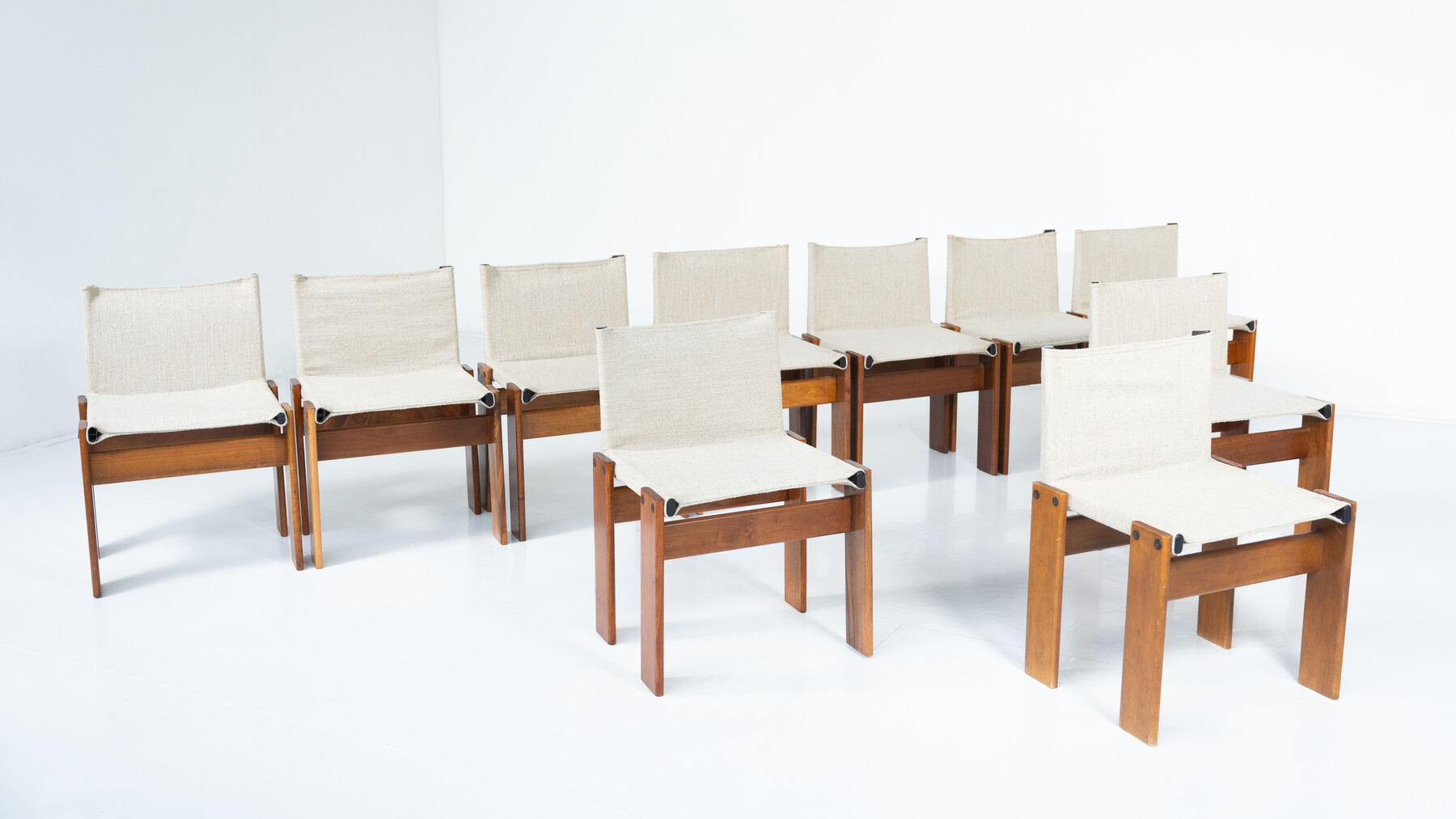 Mid-Century Monk Dining Chairs by Afra & Tobia Scarpa for Molteni, 1970s - New Canvas