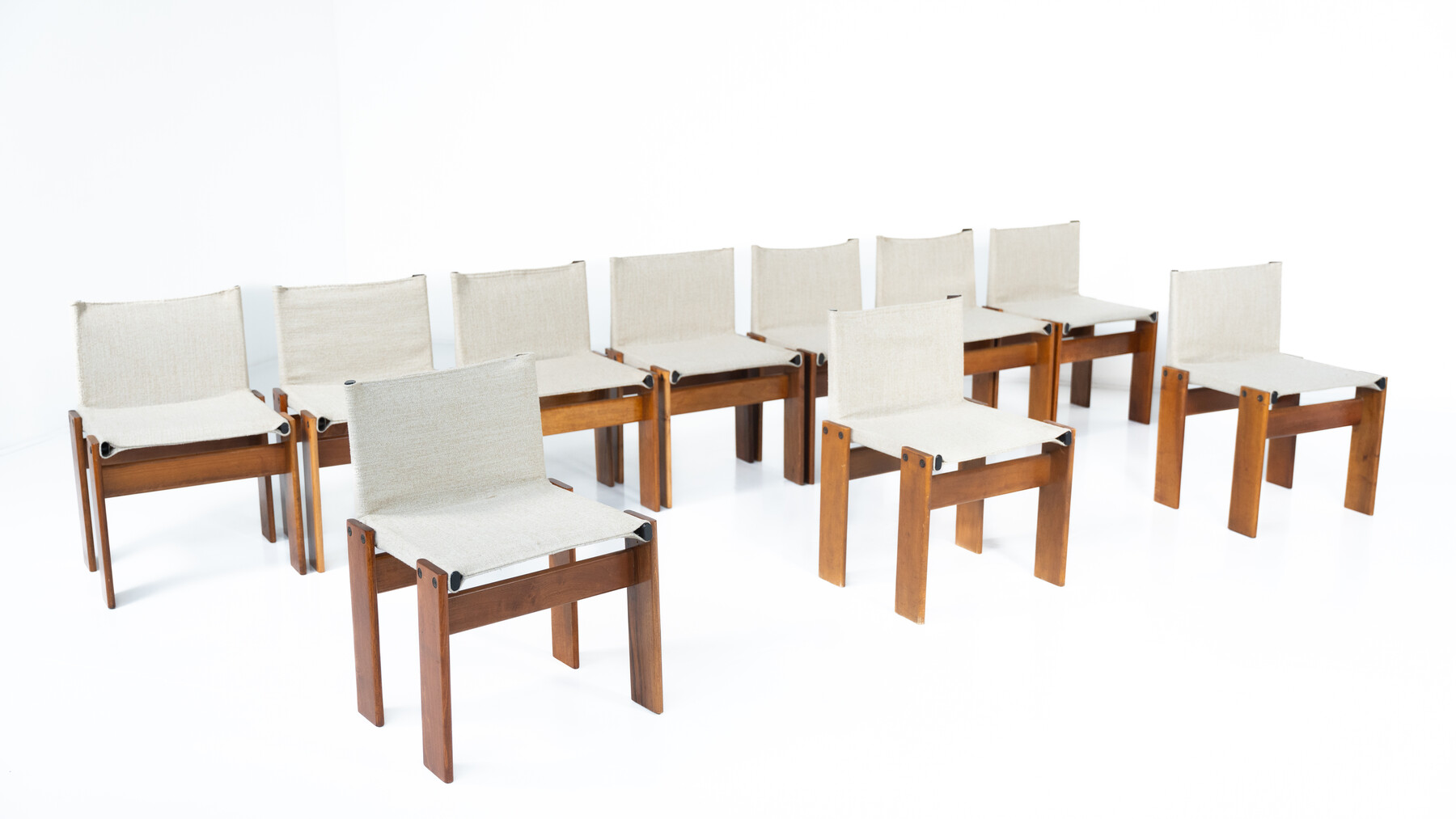 Mid-Century Monk Dining Chairs by Afra & Tobia Scarpa for Molteni, 1970s - New Canvas
