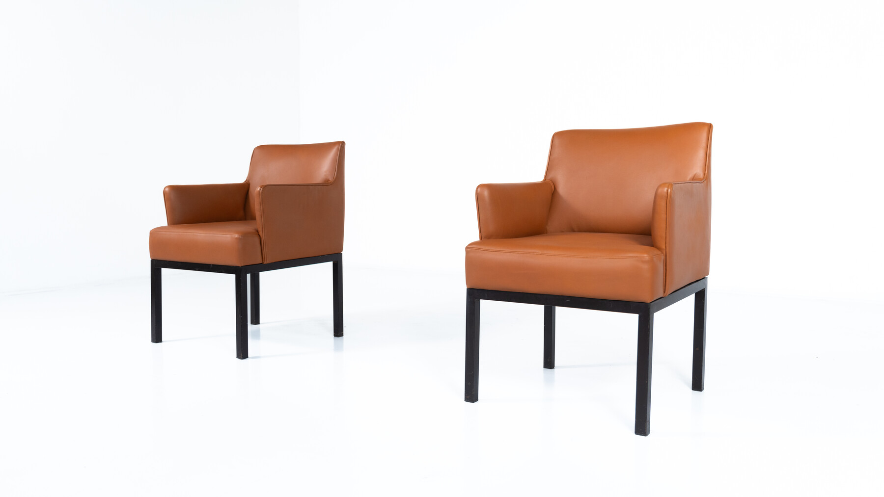 Mid-Century Pair of Armchairs Mod 56 by Jules Wabbes for Mobilier Universel, 1960s