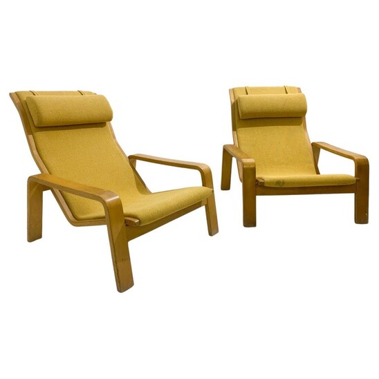 Mid-Century Pair of Pulkka Lounge Chairs by Ilmari Lappalainen for Asko, 1970s