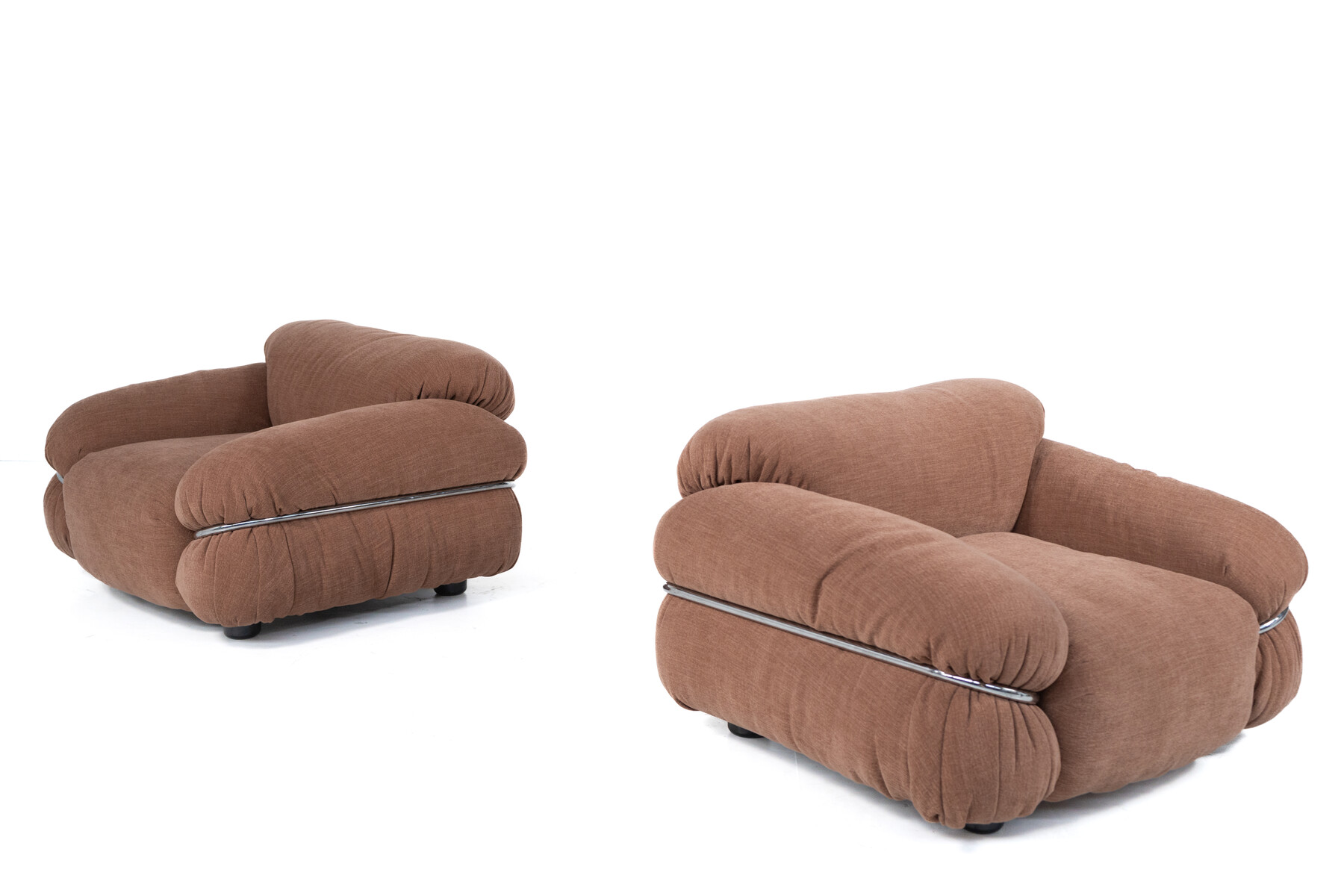 Mid-Century Pair of Sesann Armchairs by Gianfranco Frattini for Cassina, Italy, 1970s - New Upholstery