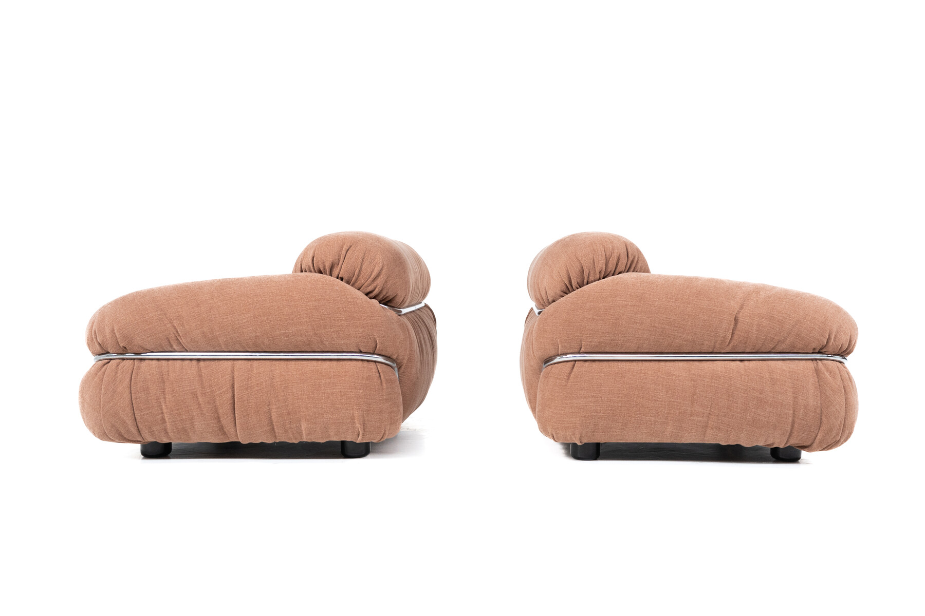 Mid-Century Pair of Sesann Armchairs by Gianfranco Frattini for Cassina, Italy, 1970s - New Upholstery