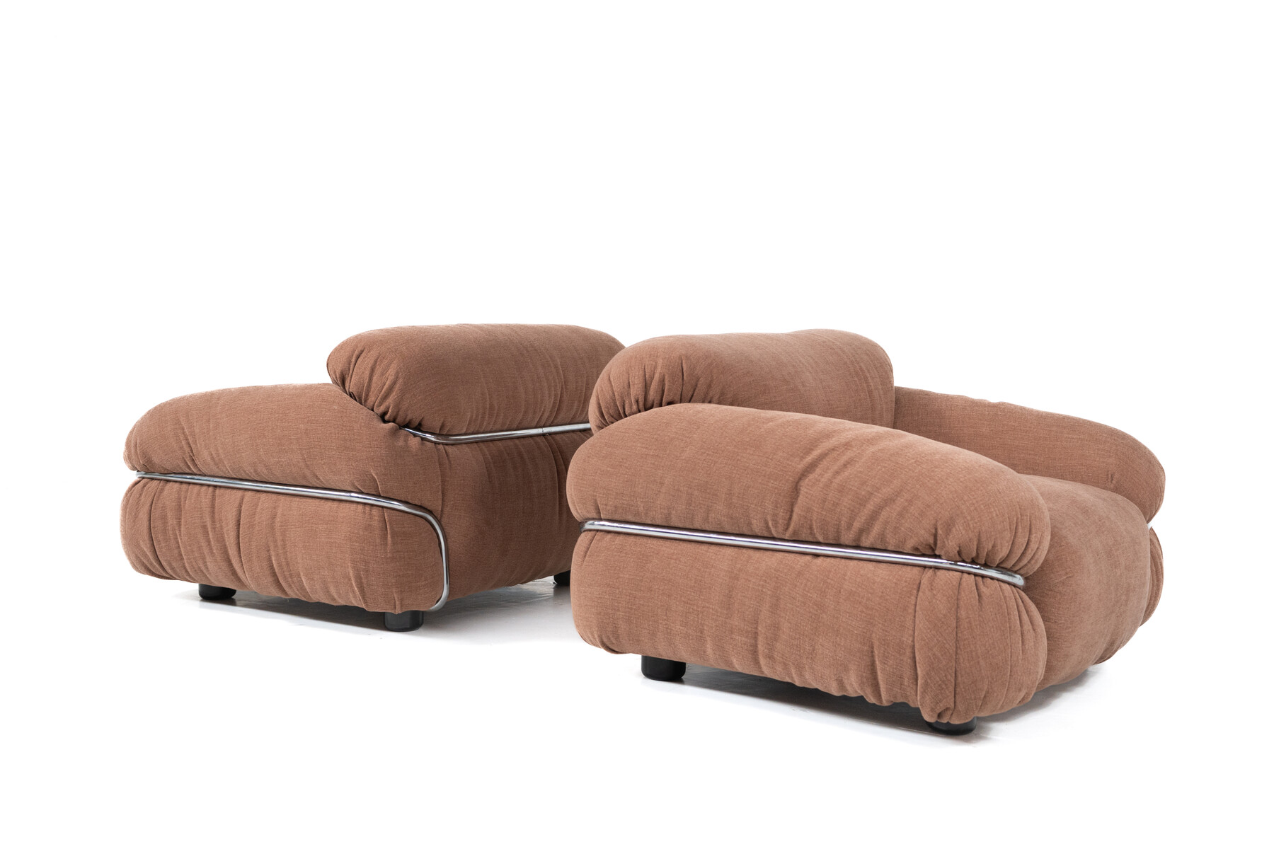 Mid-Century Pair of Sesann Armchairs by Gianfranco Frattini for Cassina, Italy, 1970s - New Upholstery