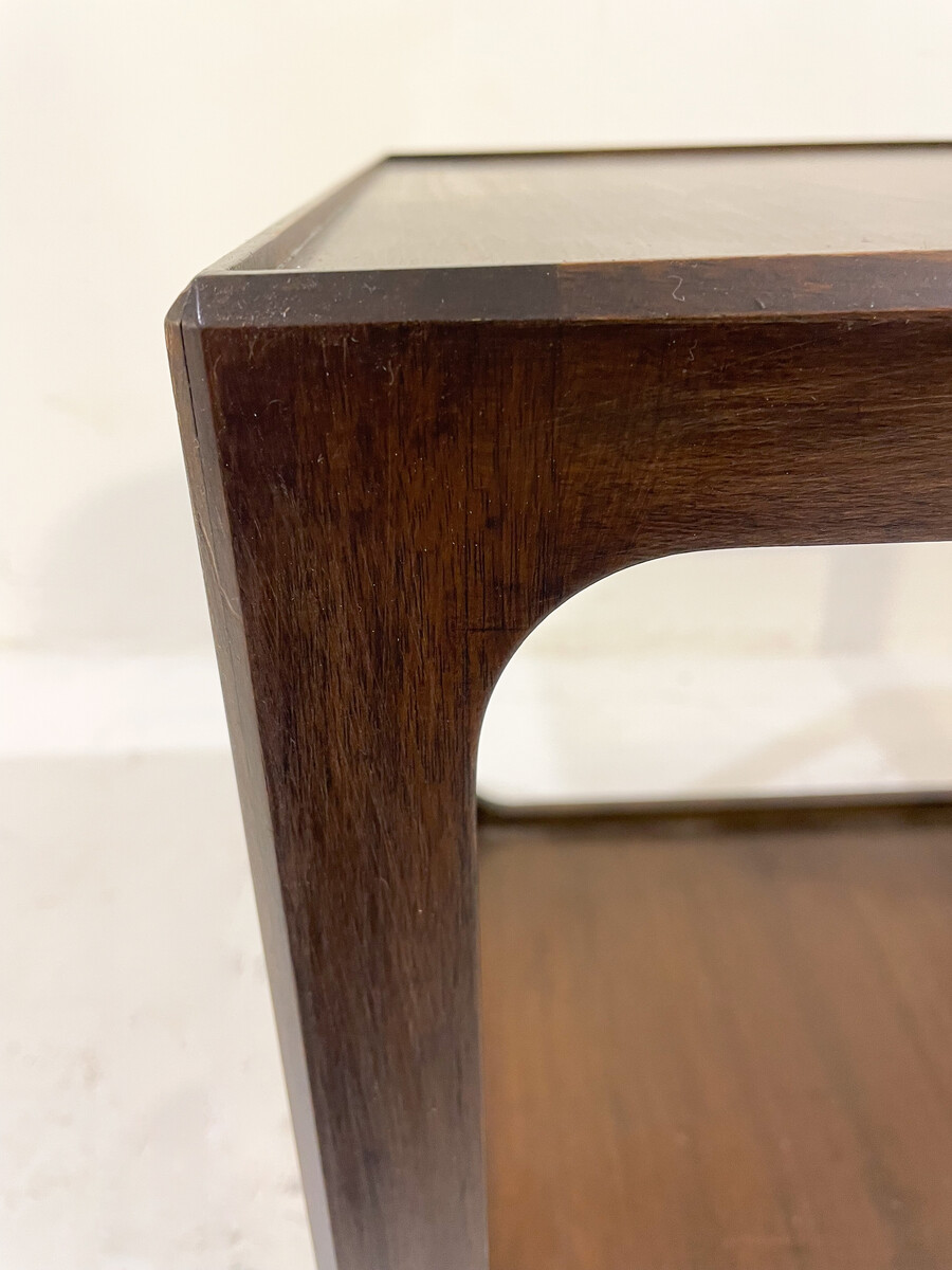 Mid-Century Pair of Side Tables with Wheels, Wood, 1960s