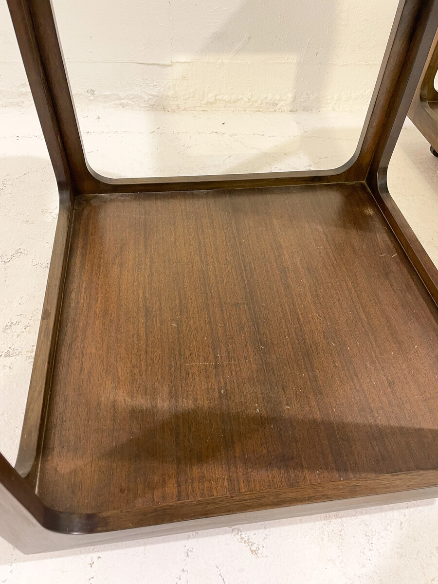 Mid-Century Pair of Side Tables with Wheels, Wood, 1960s