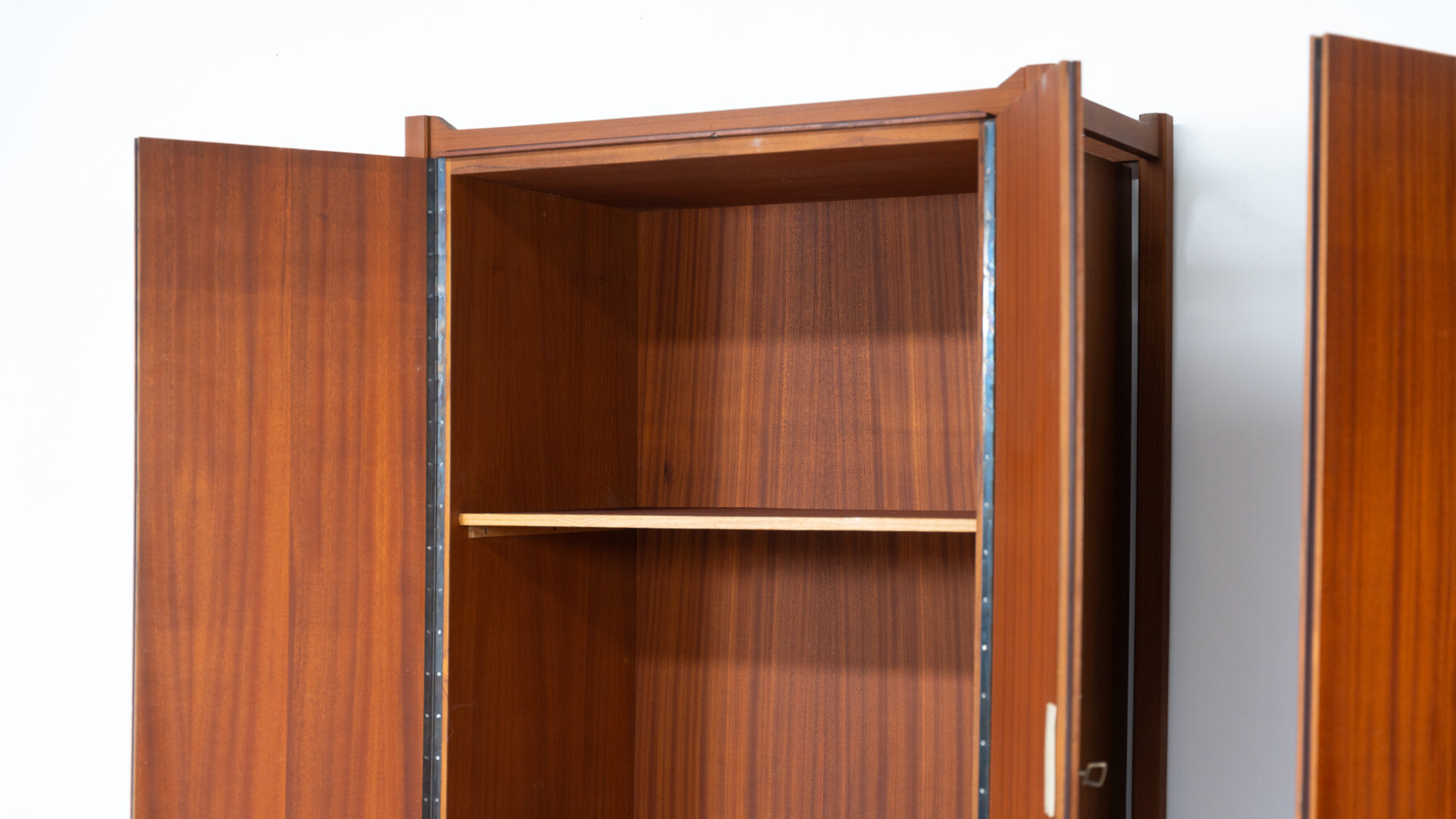 Mid-Century Pair of Wooden Wardrobes, Italy, 1960s