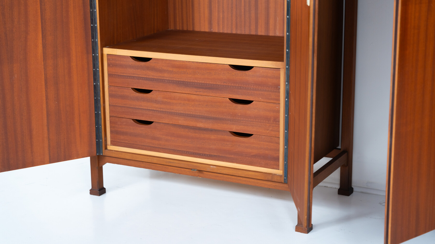 Mid-Century Pair of Wooden Wardrobes, Italy, 1960s