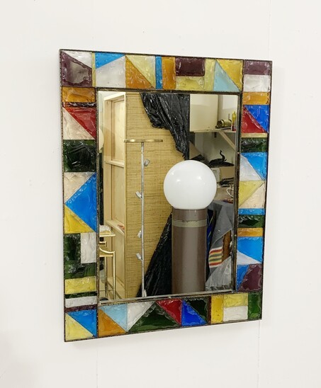 Mid-century pieces of colored glass and metal mirror - Italy 1950s