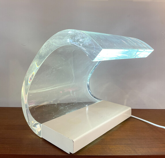 Mid-century Plexiglass White Table Lamp Model ''Acrilica