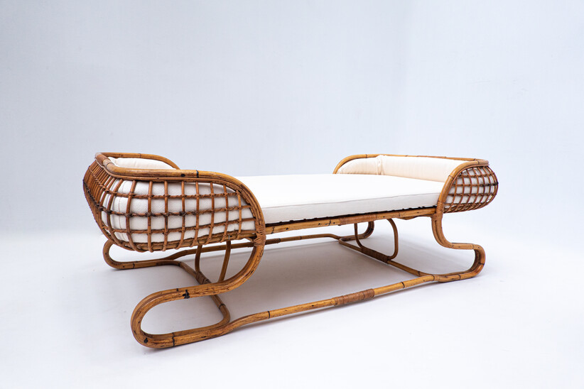 Mid-century Rattan single bed - Italy 1960s