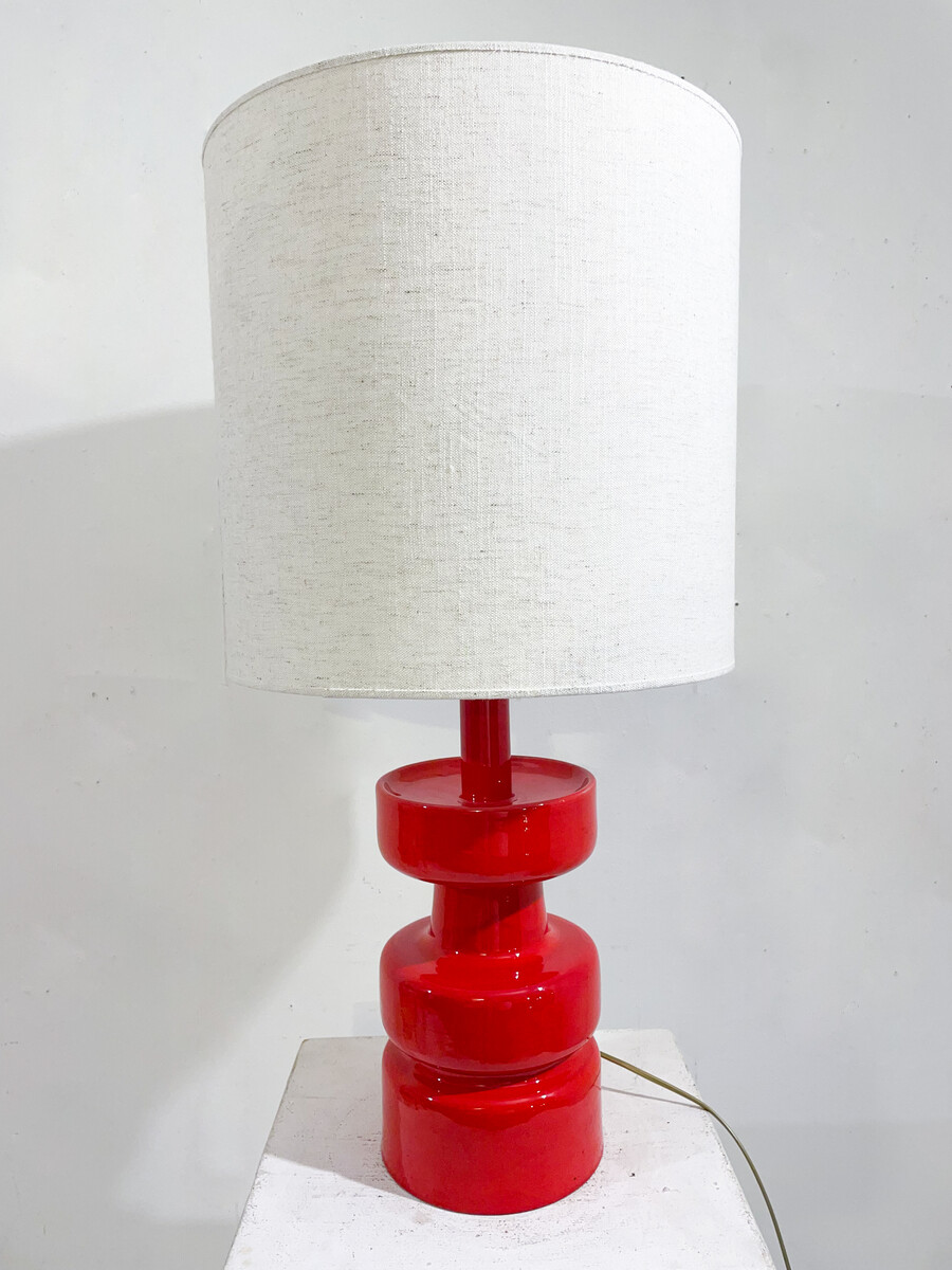 Mid-Century Red Ceramic Desk Lamp, Italy