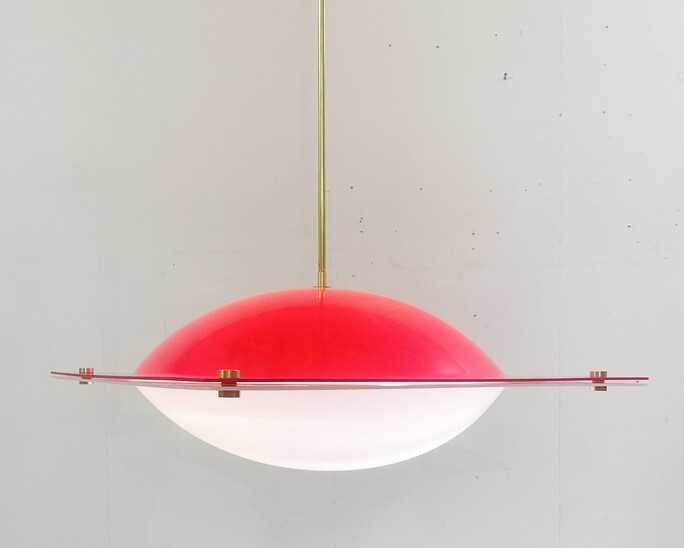 Mid-century red plexiglass suspension - Italy 1970s