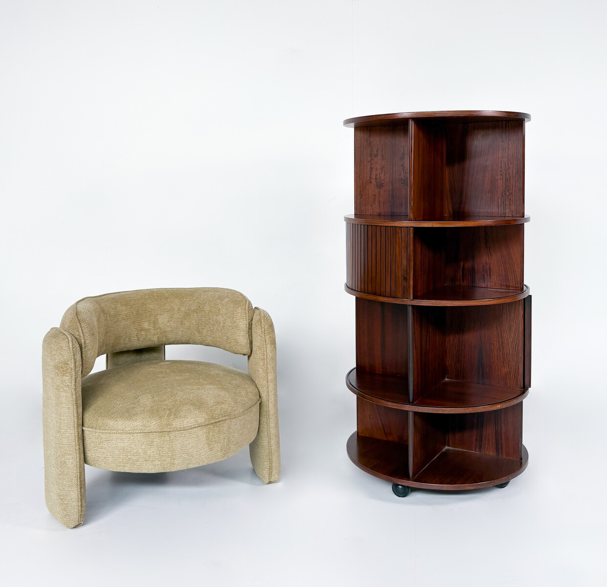 Mid-Century Revolving Bookcase with Shutters attributed to Gianfranco Frattini, 1960s