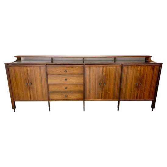 Mid-century rosewood sideboard with black mirror top by Carlo di Carli for Luigi Sormani - Italy 1964