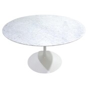 Mid-century Round White Marble Tulip Dining Table in the style of Eero Saarinen for Knoll, Italy, 1960s