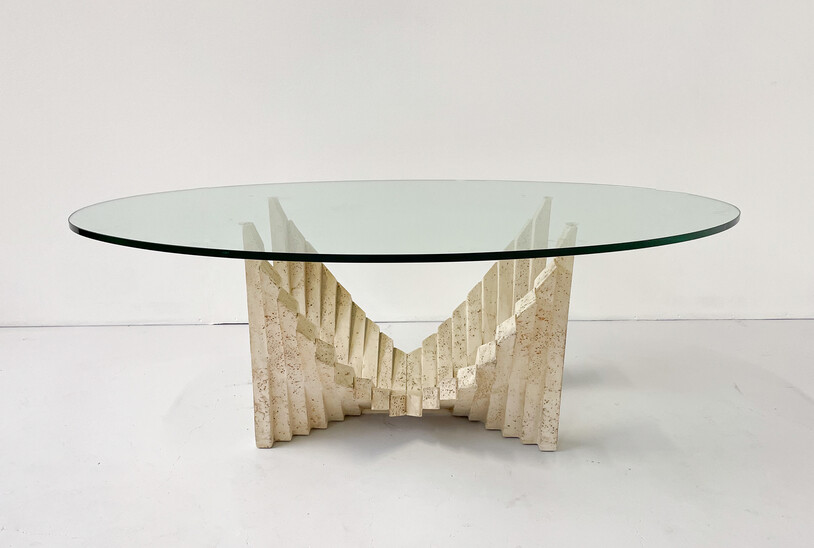 Mid-Century Sculptural Travertine Coffee Table, Italy, 1970s