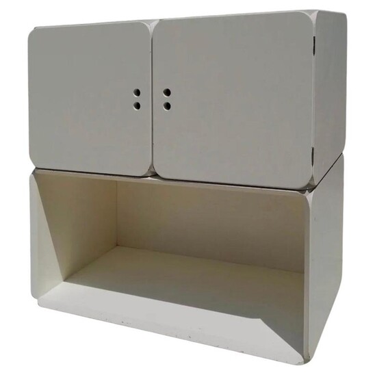 Mid-Century Set of 3  Modular White Wooden Cubes by Derk Jan de Vries,1960s