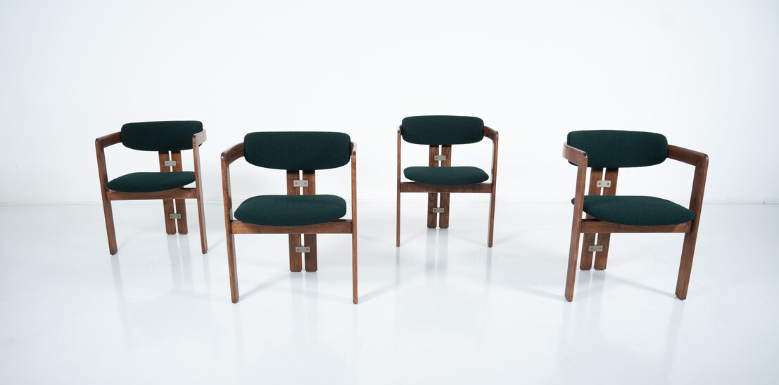 Mid-Century Set of 4 Pamplona Armchairs by Augusto Savini for Pozzi, Italy, 1960s - New Upholstery