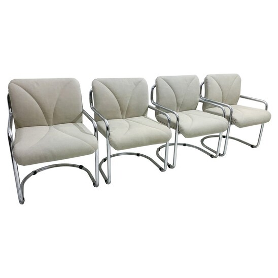 Mid-Century Set of 4 tubular armchairs by Guido Faleschini - Italy 1970s