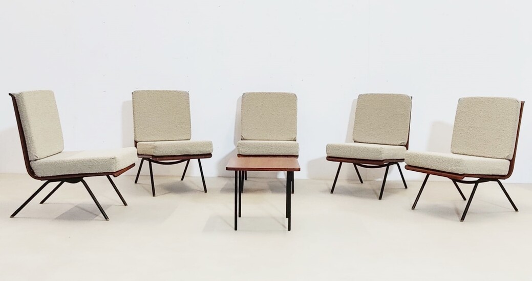 Mid-century set of 5 lounge chairs and coffee table by Franco Campo & Carlo Graffi - Italy 1960s