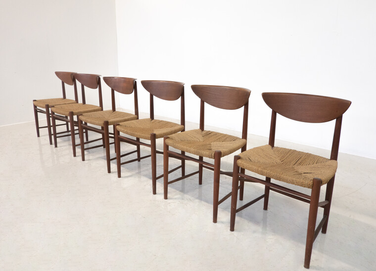 Mid-Century Set of 6 Chairs Model 316 by Peter Hvidt & Orla Mølgaard Nielsen for Søborg Møbelfabrik, Denmark, 1950s