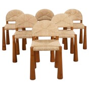 Mid-Century Set of 6 Italian Dining chairs by Alessandro Becchi, 1970s