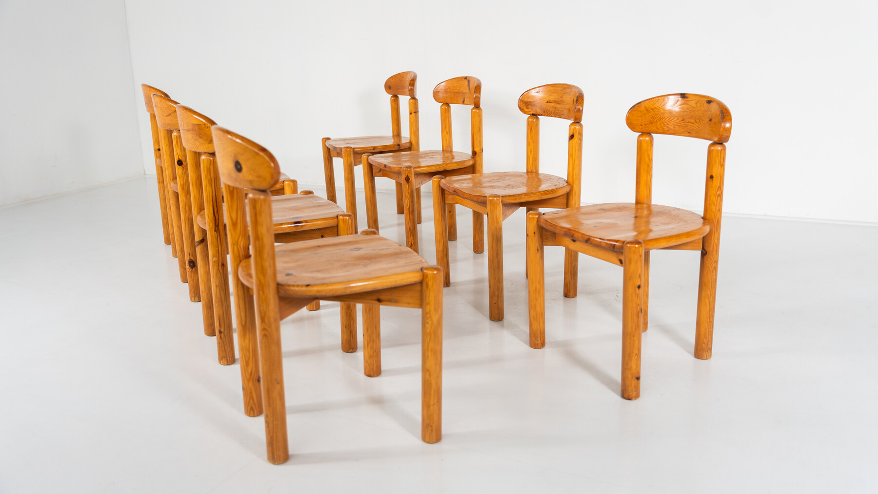 Mid-Century Set of 8 Pitchpin Chairs by Rainer Daumiller, 1970s