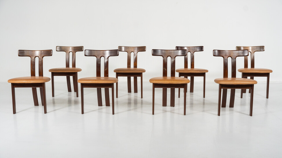 Mid-Century Set of 8 T Chairs, Scandinavian Style, 1960s
