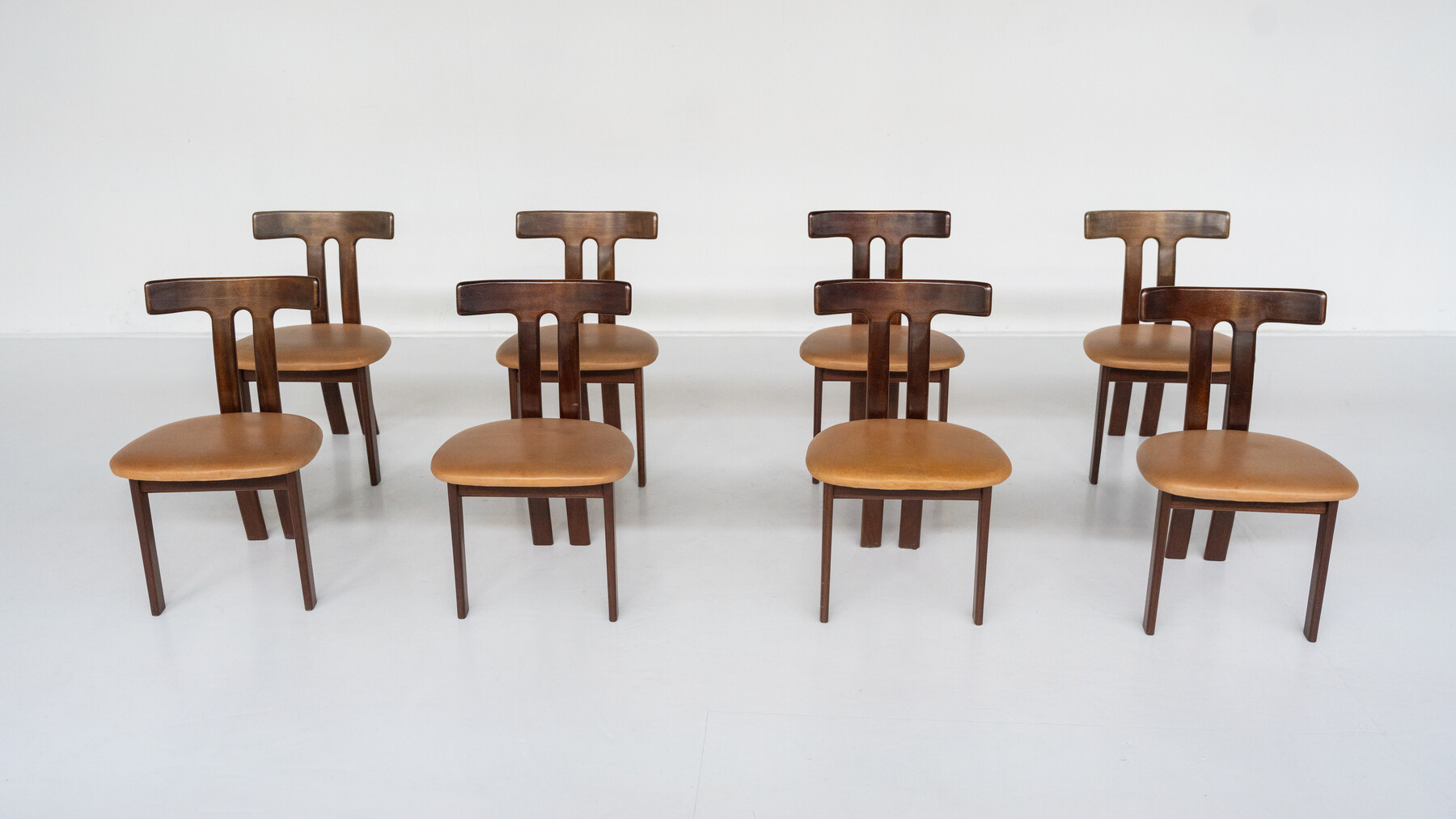 Mid-Century Set of 8 T Chairs, Scandinavian Style, 1960s 