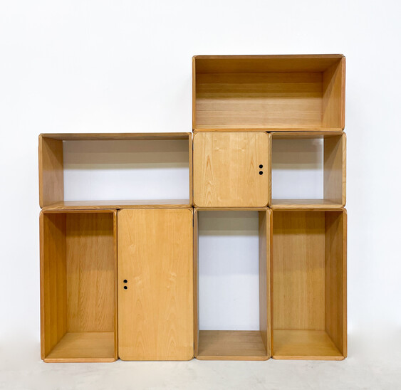 Mid-Century Set of Modular Wooden Cubes by Derk Jan de Vries, 1960s