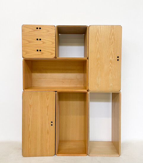 Mid-Century Set of Modular Wooden Cubes by Derk Jan de Vries,1960s